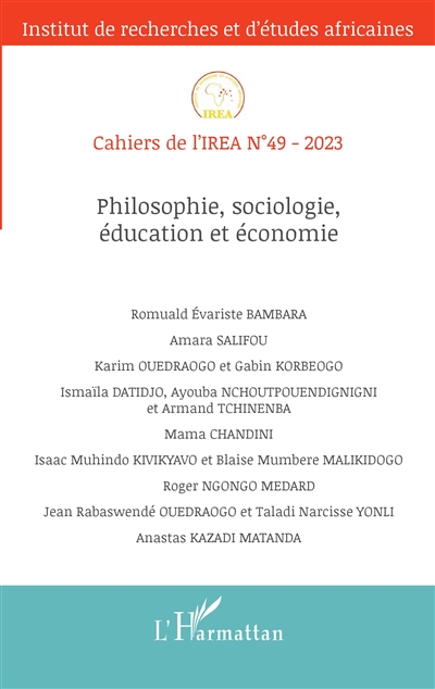 Cahiers de l'IREA. . 49 , Philosophie, sociologie, éducation et économie