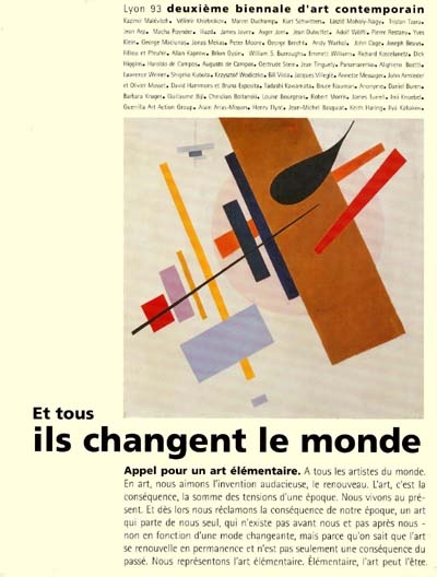 Et tous, ils changent le monde : 2e Biennale d'art contemporain, Lyon, 3 septembre-13 octobre 1993
