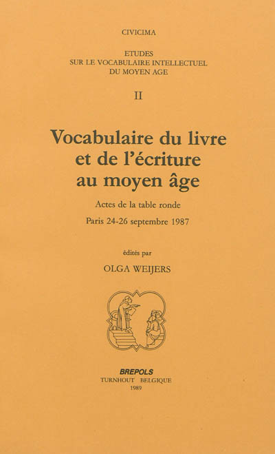 Etudes sur le vocabulaire intellectuel du Moyen âge : actes
