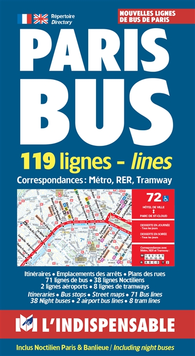Paris bus : 119 lignes : nouvelles lignes de bus à Paris = Paris bus : 119 lines