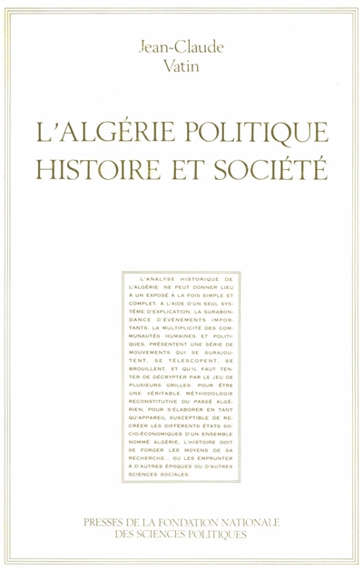 L'Algérie politique : histoire et société