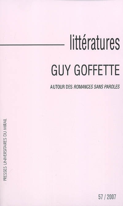 Littératures. . 57 , Guy Goffette