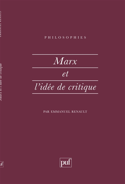 Marx et l'idée de critique