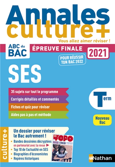 SES Terminale : annales culture+, épreuve finale 2021 : nouveau bac