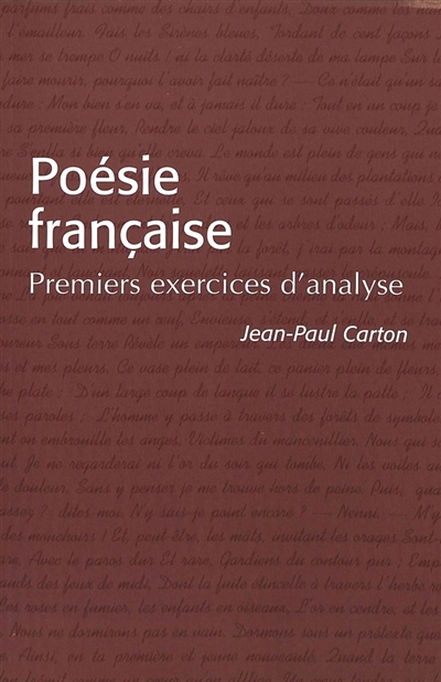 Poésie française : premiers exercices d'analyse