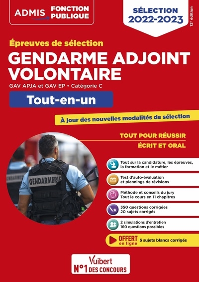 Gendarme adjoint volontaire : GAV APJA et GAV EP, catégorie C : tout-en-un