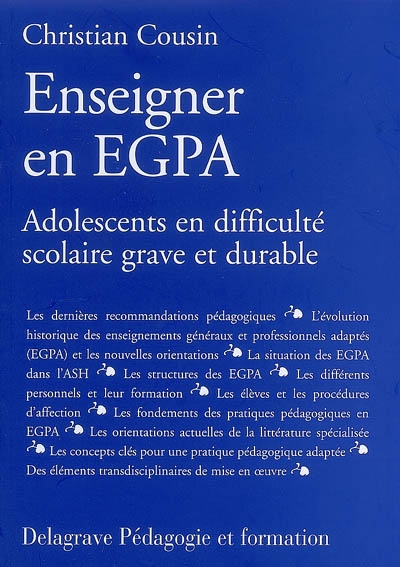 Enseigner en EGPA : adolescents en difficulté scolaire grave et durable