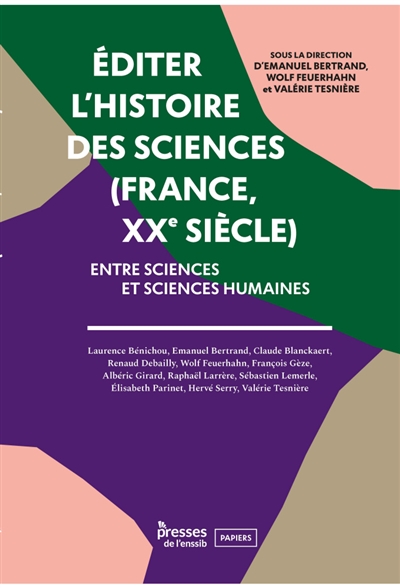 éditer l'histoire des sciences, France, XXe siècle : entre sciences et sciences humaines