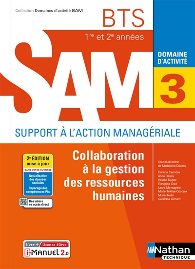 Collaboration à la gestion des ressources humaines : BTS 1re et 2e années SAM, support à l'action managériale : domaine d'activité 3