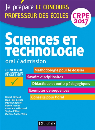 Sciences et technologie, professeur des écoles : oral, admission : CRPE 2017