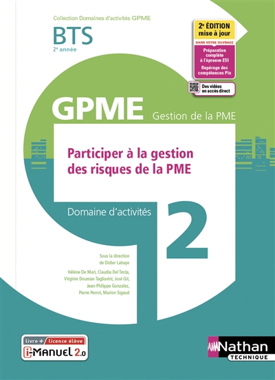 BTS 2e année GPME, Gestionde la PME : Participer à la gestion des risques de la PME : domaine d'activités 2