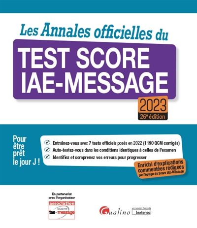 Les annales officielles du test Score IAE-Message