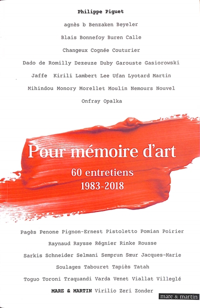 Pour mémoire d'art : 60 entretiens,1983-2018